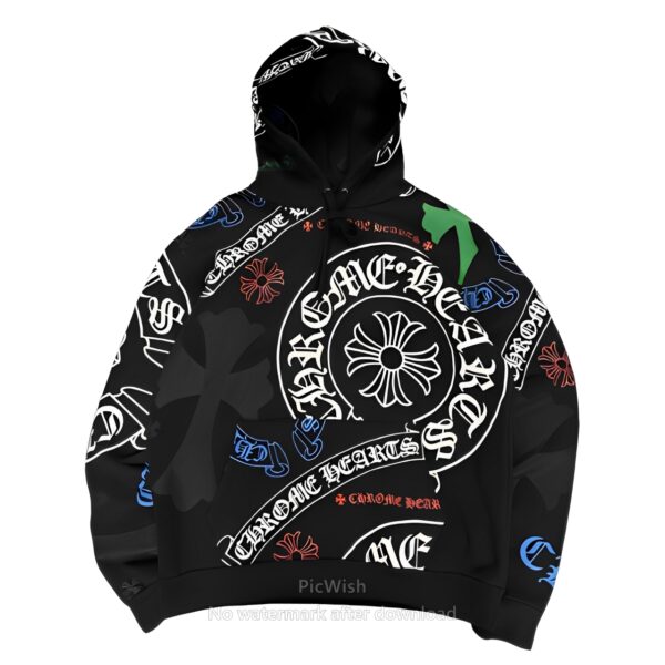 Chrome Hearts Multicolor Logo Print Black Hoodie