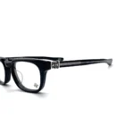 GRIM BK/SS Chrome Hearts Glasses with matte black frame and sterling silver gothic cross detailing