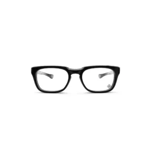 GRIM BK/SS Chrome Hearts Glasses with matte black frame and sterling silver gothic cross detailing