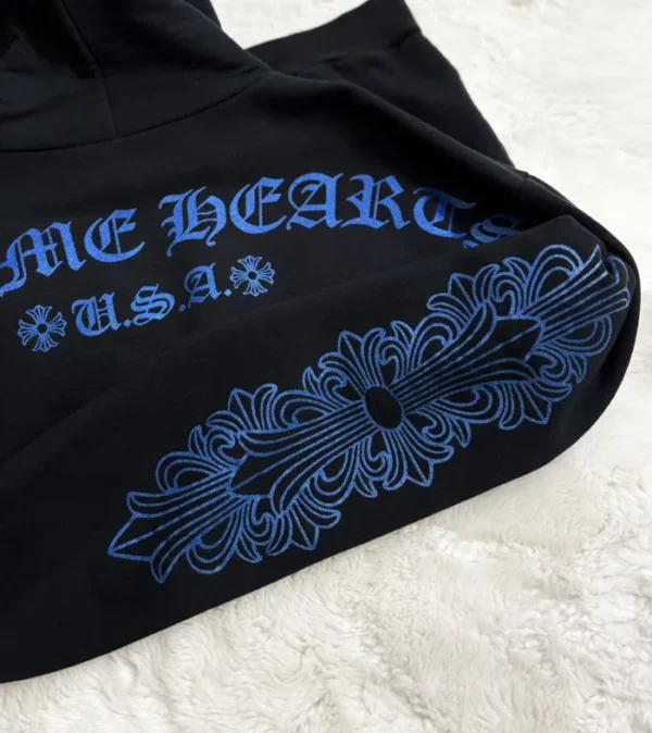 Chrome Hearts Blue Glitter Horseshoe Hoodie