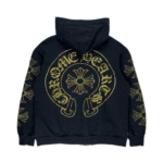 Chrome Hearts Vintage Gold Horseshoe Dagger Zip Up Hoodie