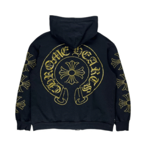 Chrome Hearts Vintage Gold Horseshoe Dagger Zip Up Hoodie