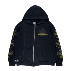 Chrome Hearts Vintage Gold Horseshoe Dagger Zip Up Hoodie