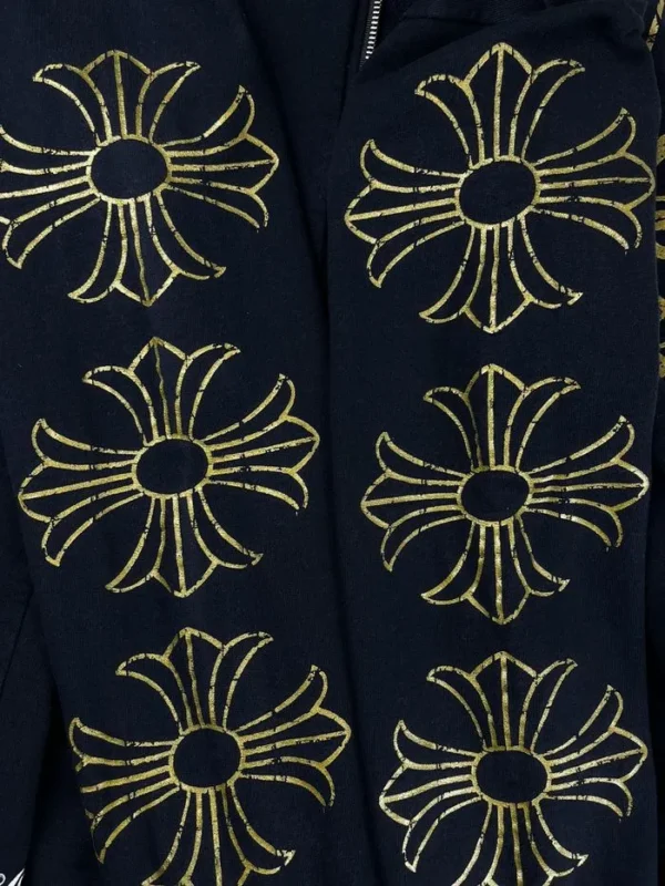 Chrome Hearts Vintage Gold Horseshoe Dagger Zip Up Hoodie