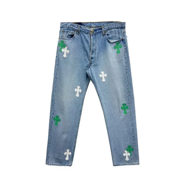 Chrome Hearts Green Cross Patch Jeans