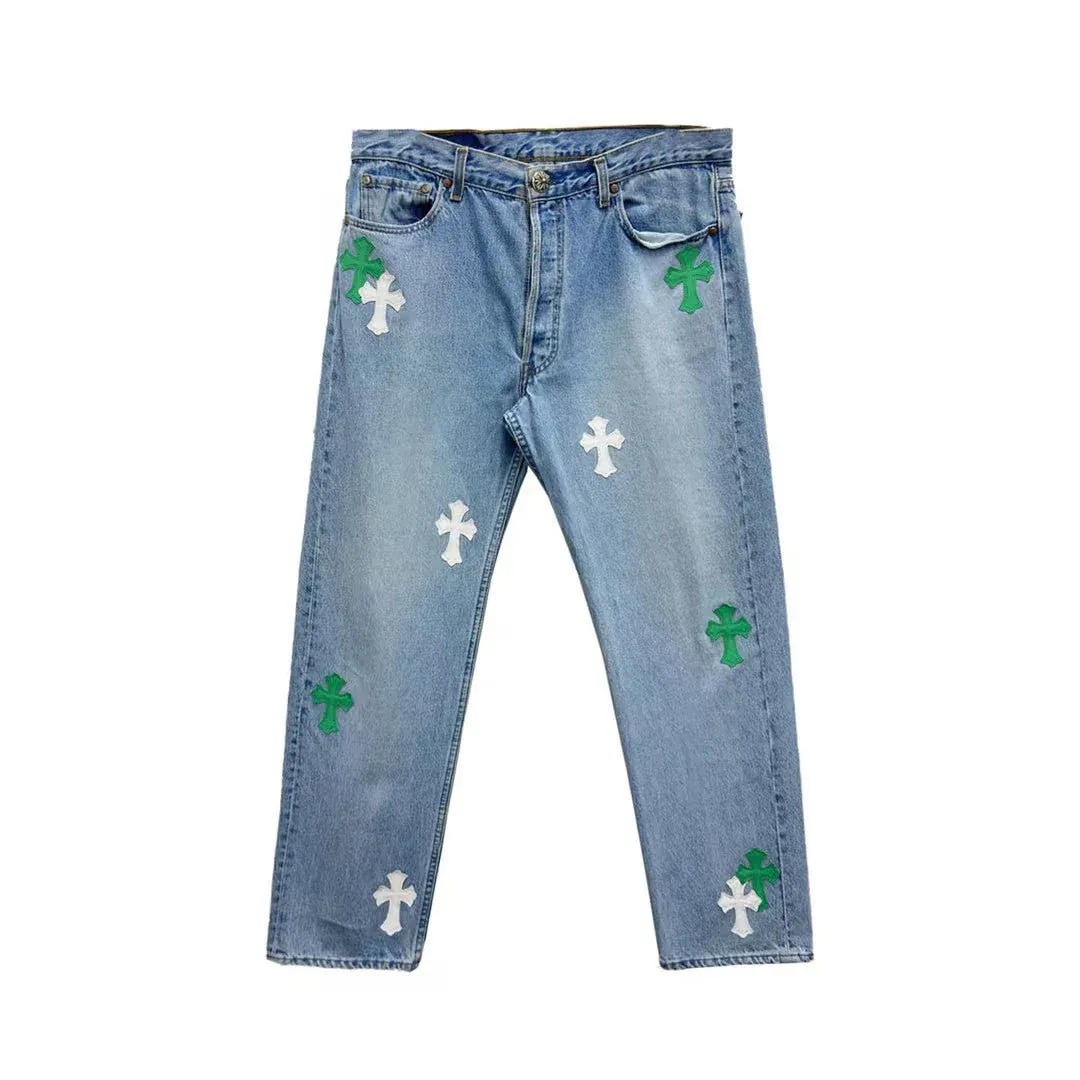 Chrome Hearts Green Cross Patch Jeans Chrome Hearts Green Cross Patch Jeans
