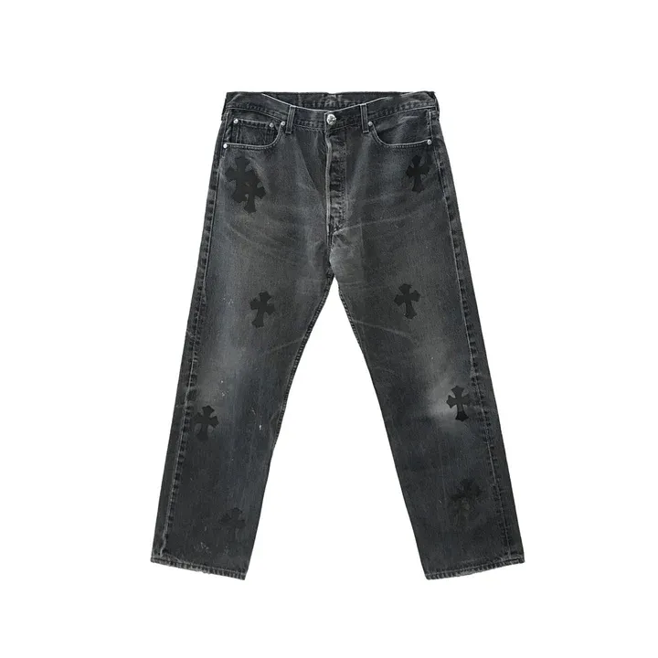 Chrome Hearts Black Denim Cross Patch Jeans Chrome Hearts Black Denim Cross Patch Jeans