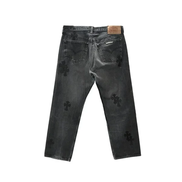 Chrome Hearts Black Denim Cross Patch Jeans
