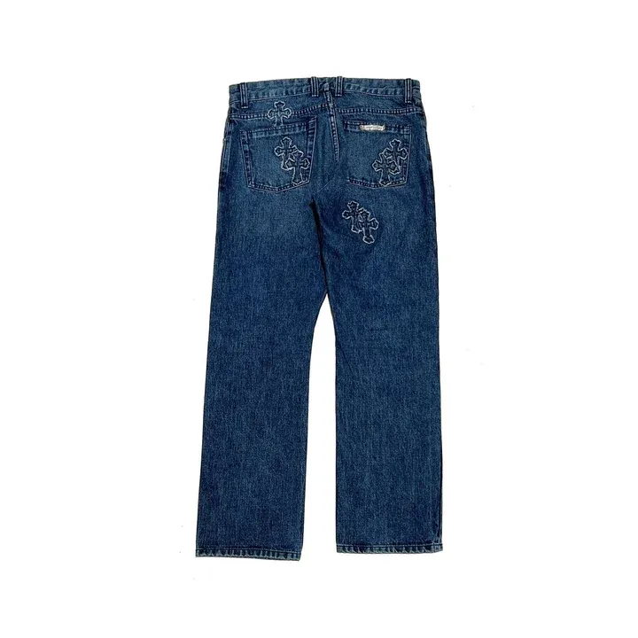 chrome-hearts-denim-cross-patch-jeans-574881 Chrome Hearts Unisex Denim Cross Patch Jeans