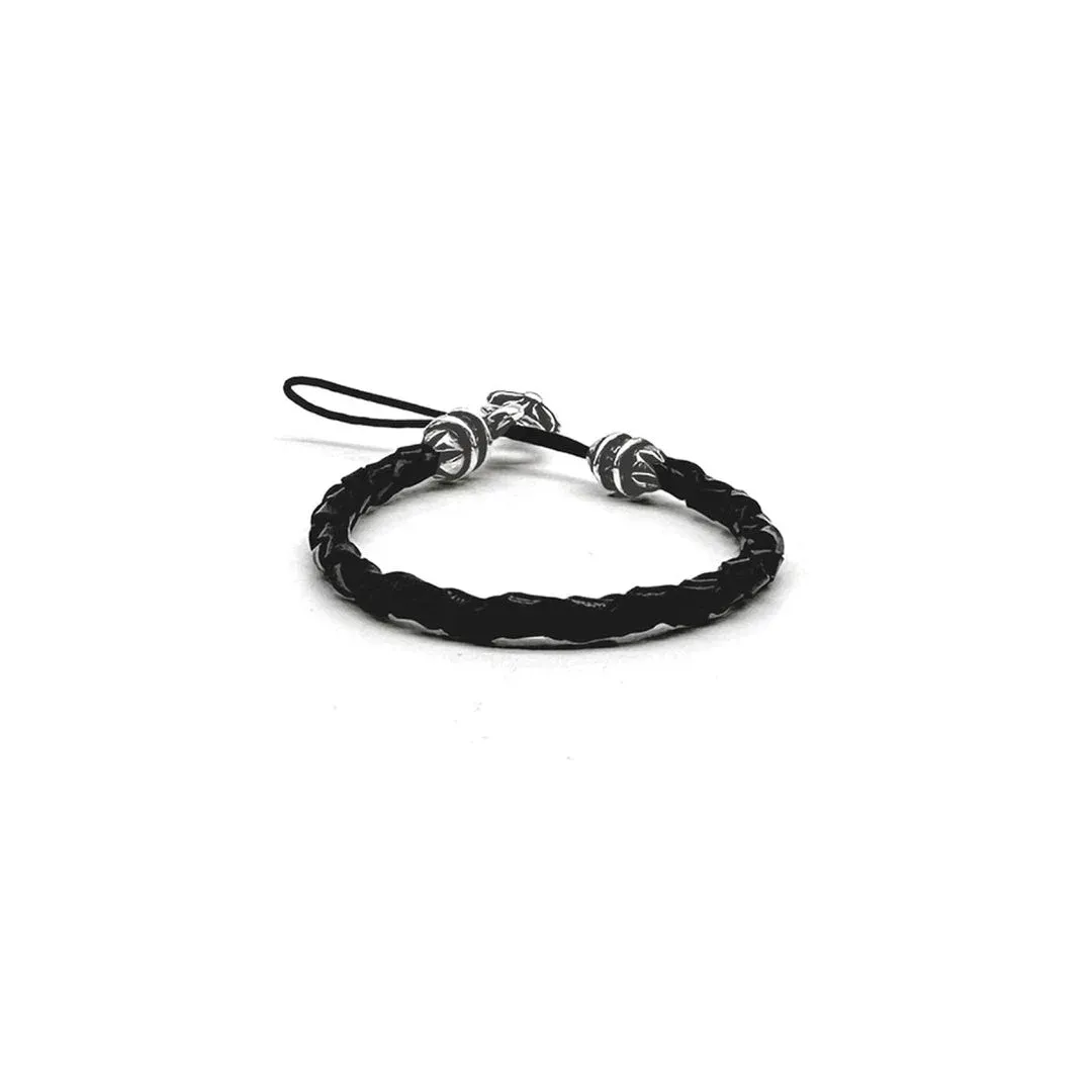 Silver CH Plus Braided Leather Phone Strap