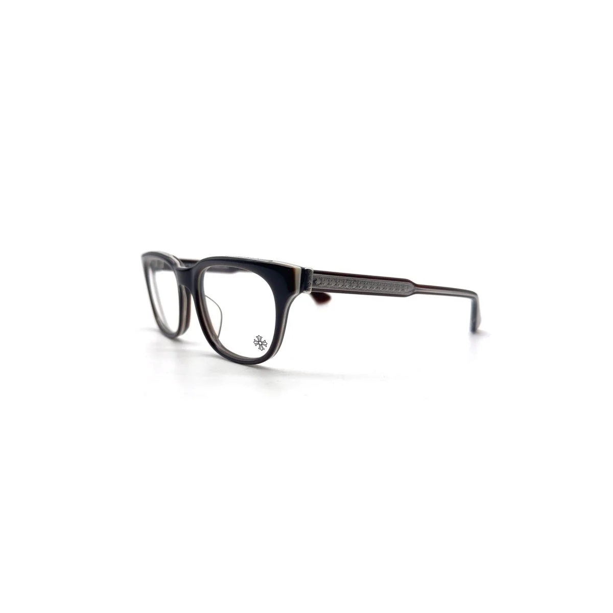 Chrome Hearts CRANKER BRBBR/SS Eyewear | Brown Rubber & Silver Luxury Glasses Chrome Hearts CRANKER BRBBR/SS Glasses – Bold Brown Rubber & Silver Frame Design