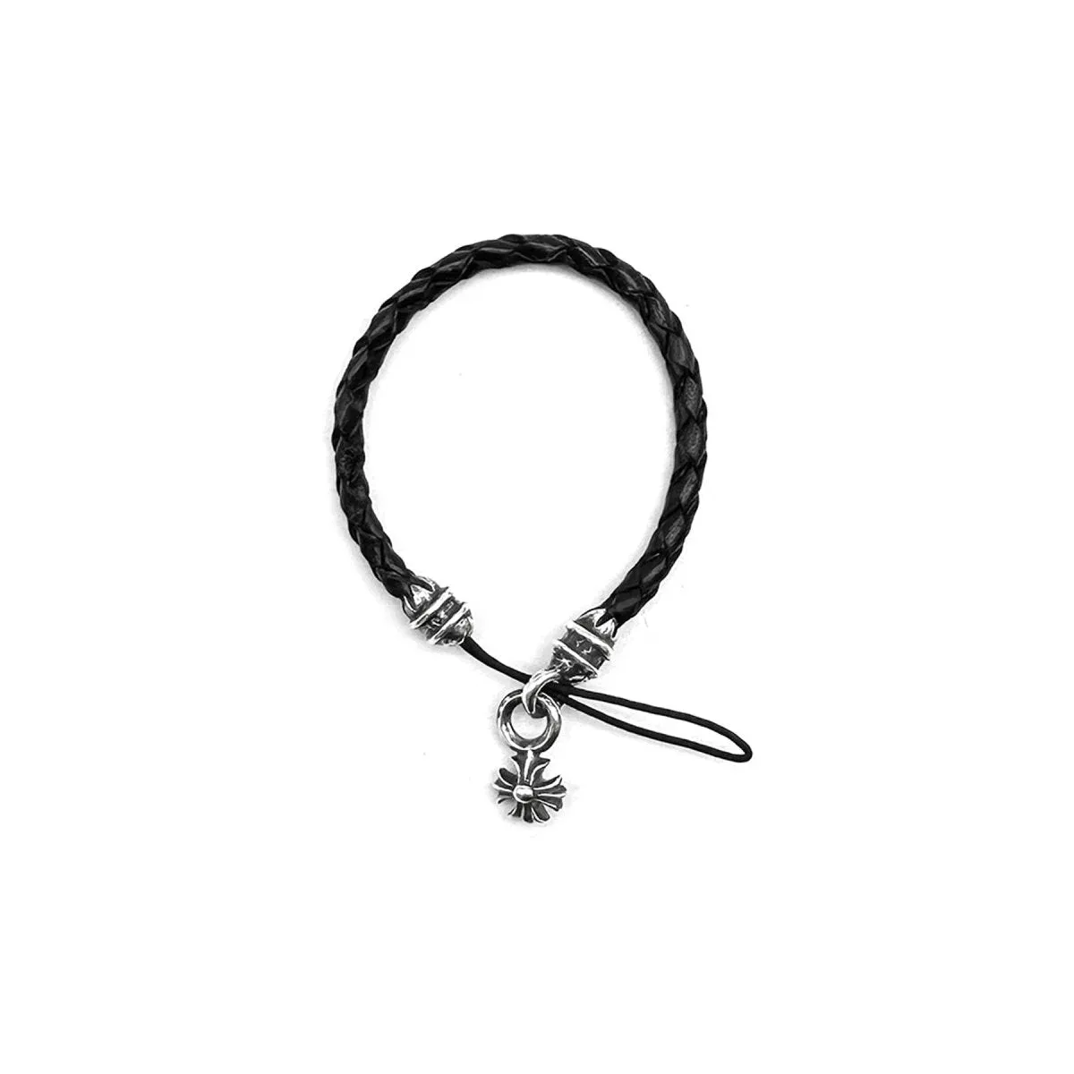 Silver CH Plus Braided Leather Phone Strap Silver CH Plus Braided Leather Phone Strap