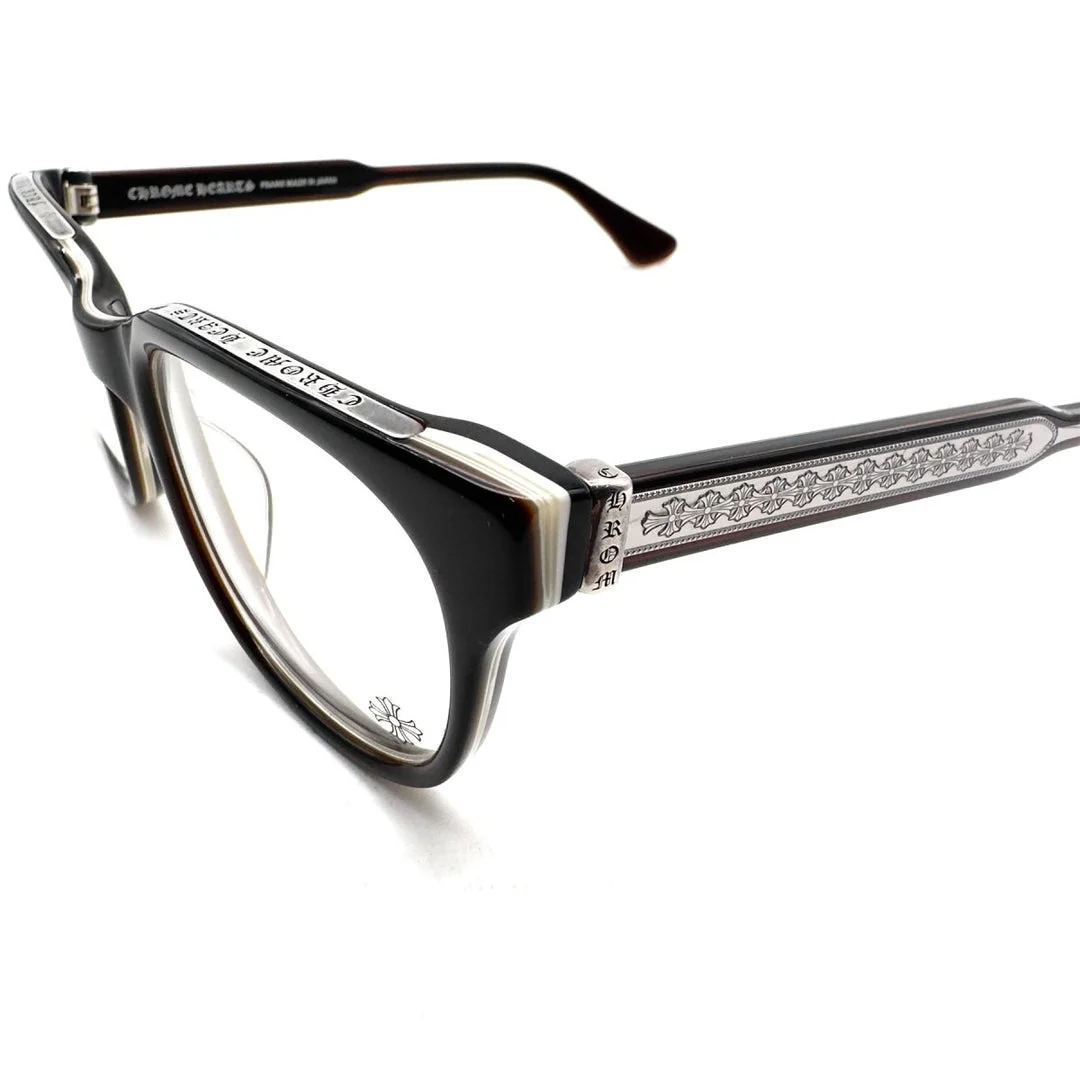 Chrome Hearts CRANKER BRBBR/SS Eyewear | Brown Rubber & Silver Luxury Glasses Chrome Hearts CRANKER BRBBR/SS Glasses – Bold Brown Rubber & Silver Frame Design