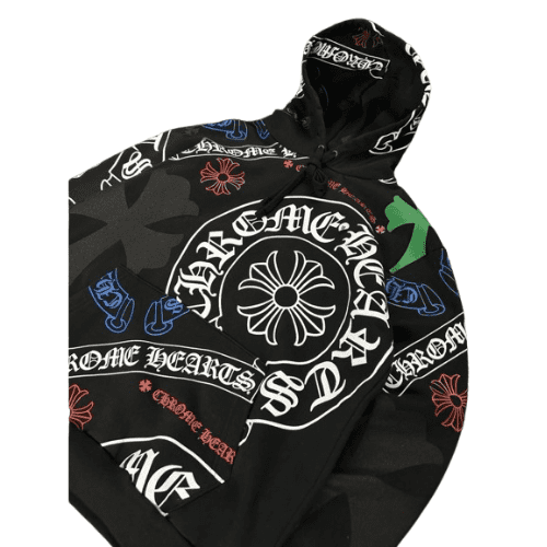 Chrome Hearts Multicolor Logo Print Black Hoodie