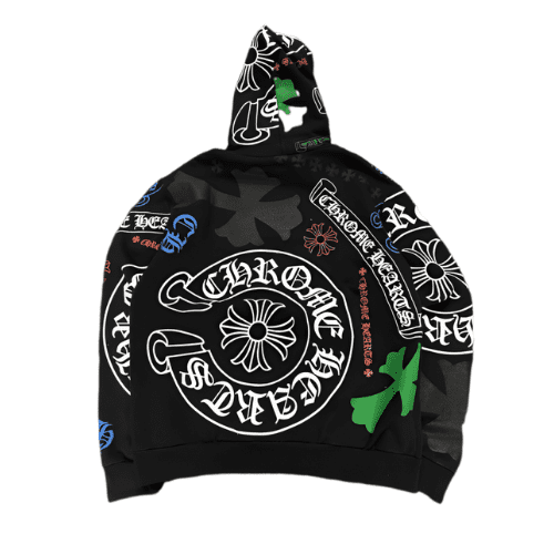 Chrome Hearts Multicolor Logo Print Black Hoodie